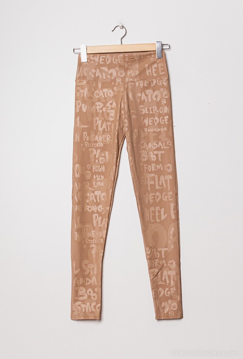 Großhändler E.DIVA - Leggings aus Kunstleder mit Aufschrift
