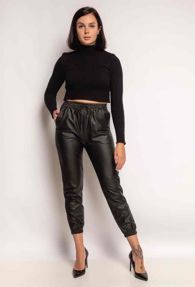 Wholesaler E.DIVA - Faux leather joggers