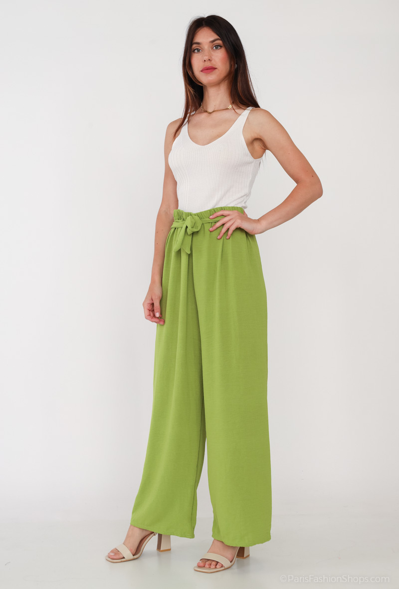 Grossiste E.DIVA - Pantalon fluide large avec ceinture