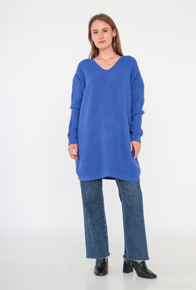 Wholesaler E.DIVA - V-neck tunic sweater
