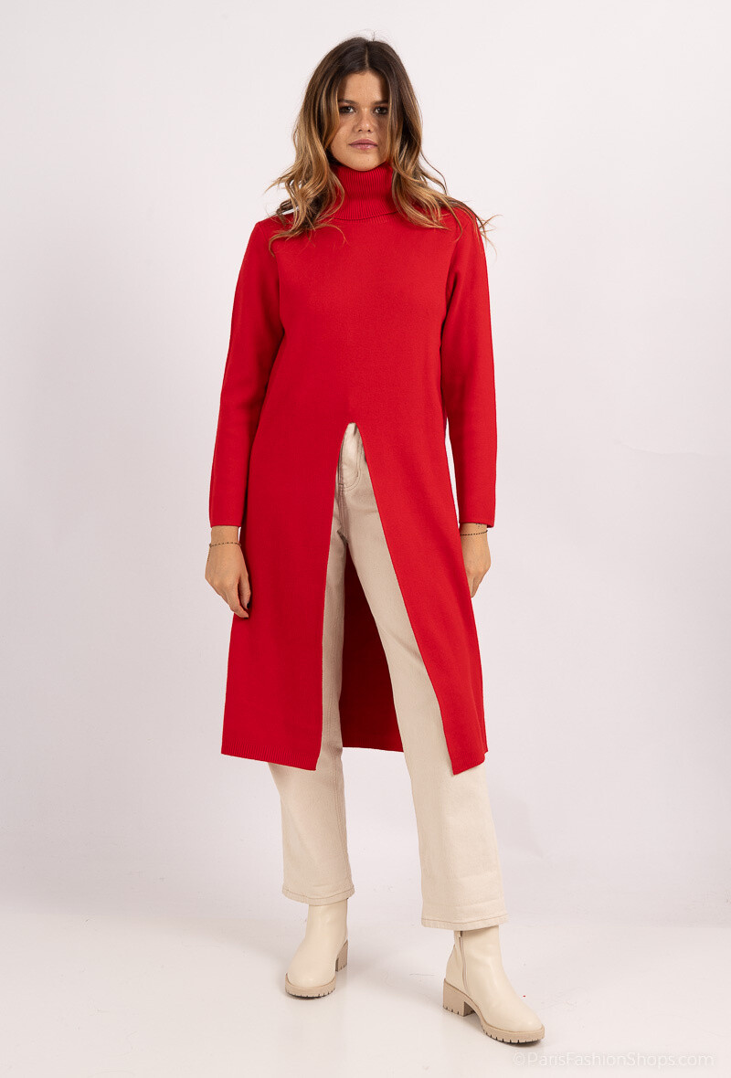 Wholesaler E.DIVA - Turtleneck sweater with front slit