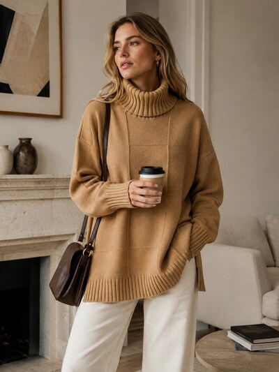 Großhändler E.DIVA - Damen langer Rollkragenpullover aus weichem Strick für Herbst und Winter Großhändler E.DIVA - Damen langer Rollkragenpullover aus weichem Strick für Herbst und Winter