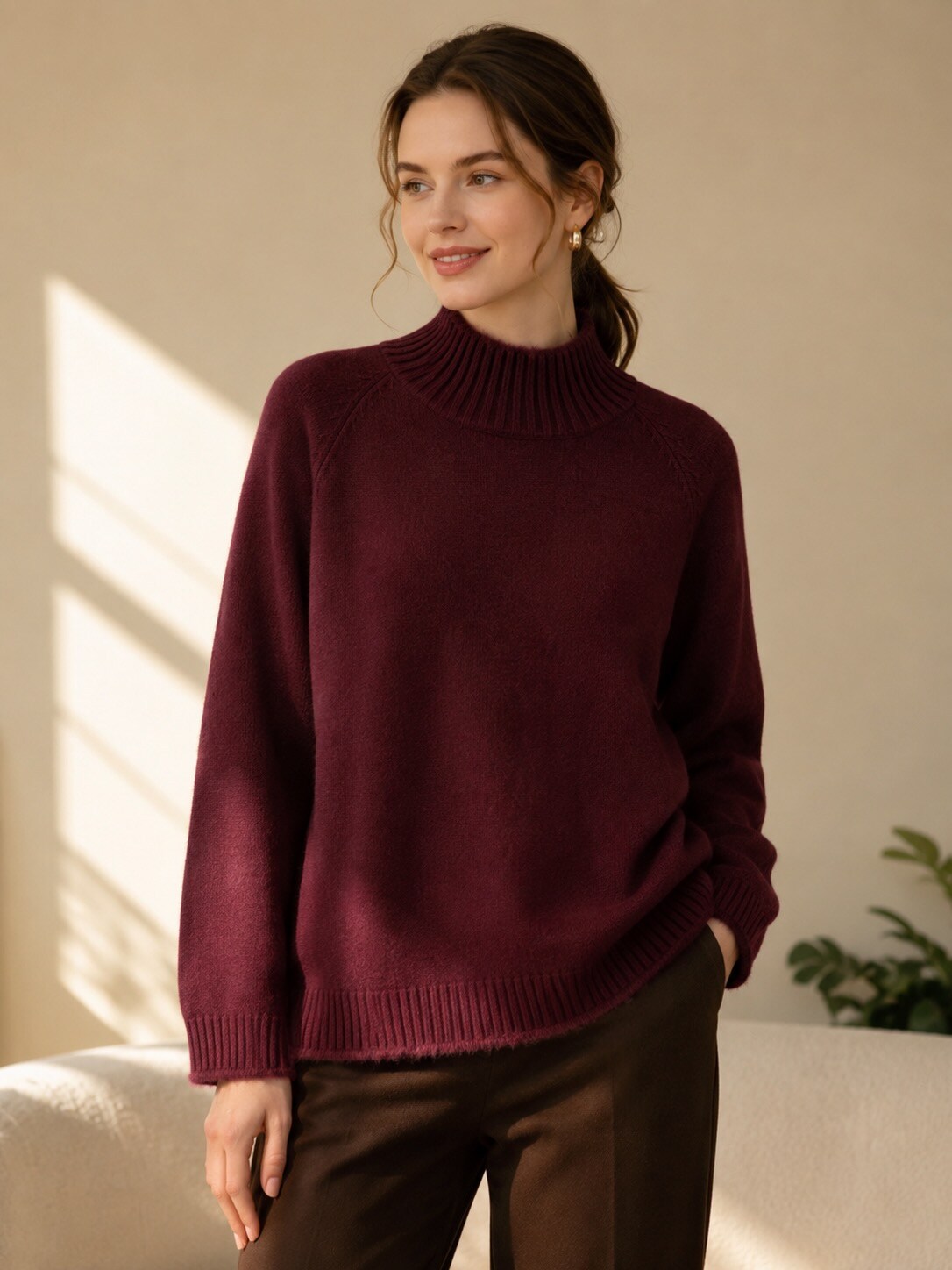 Grossiste E.DIVA - Pull col montant avec finitions effet poil femme