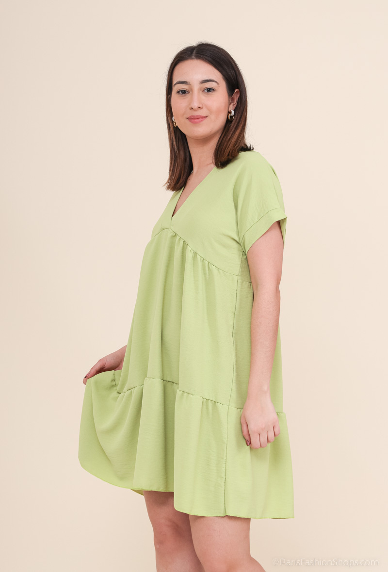 Wholesaler E.DIVA - Short, flowing dress with ruffles.