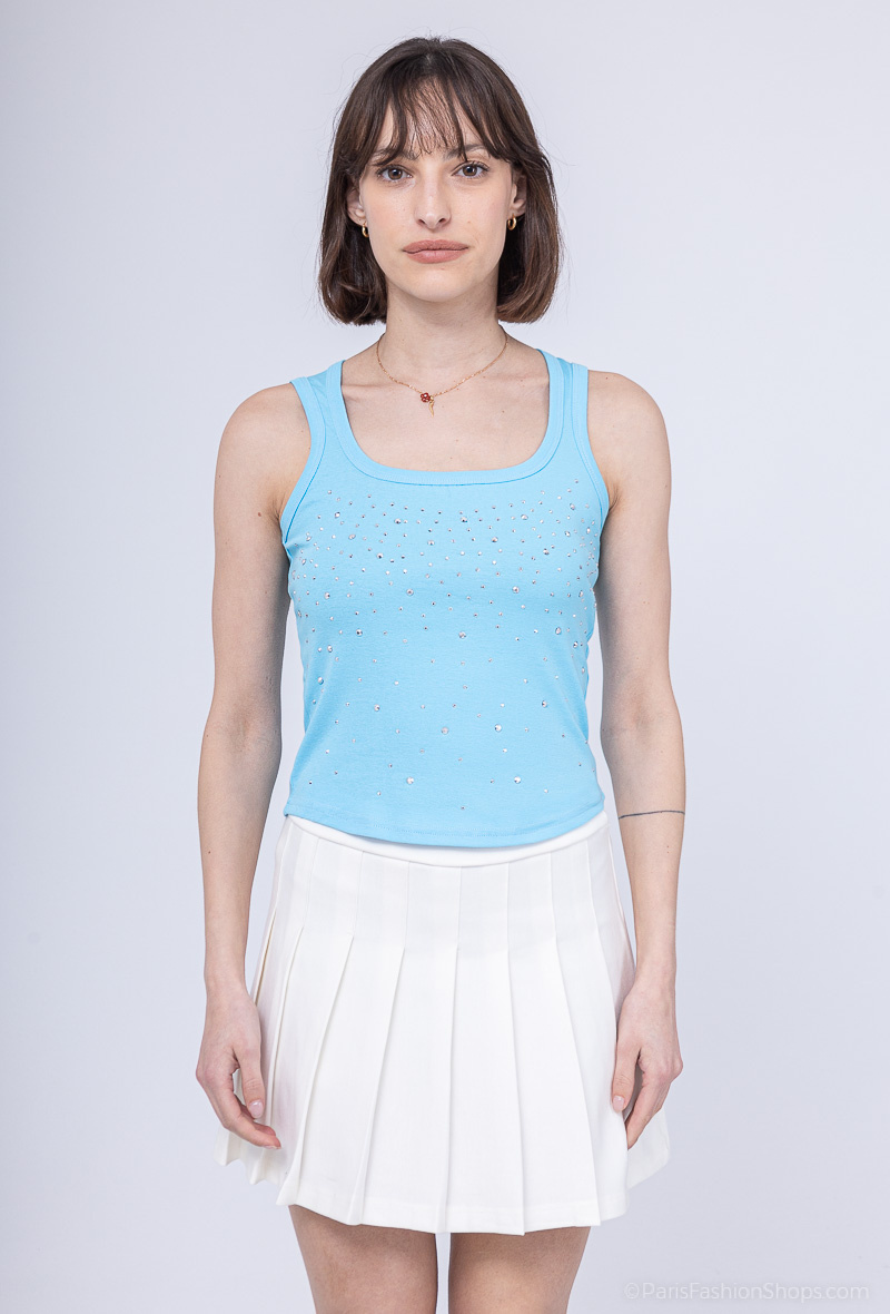 Wholesaler E.DIVA - Rhinestone tank top with square collar