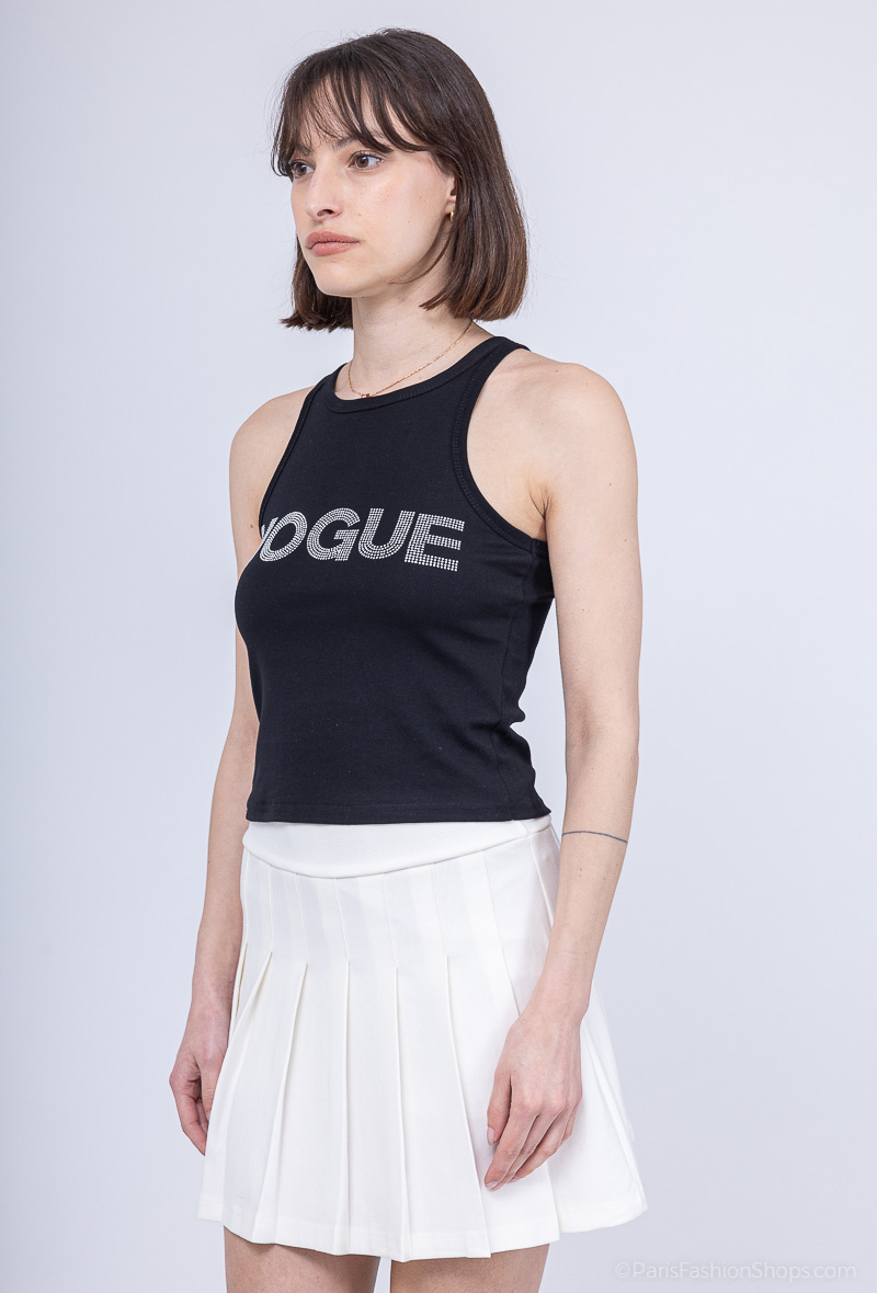 Wholesaler E.DIVA - Rhinestone tank top with square collar