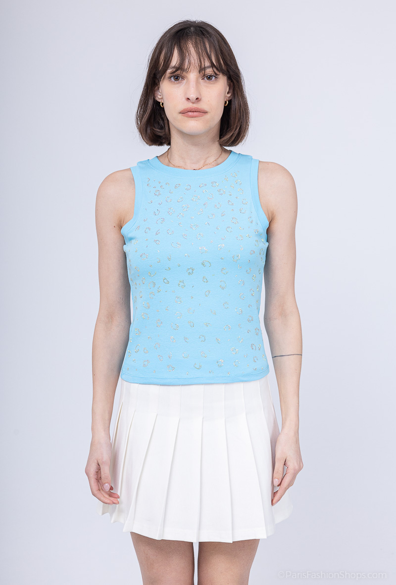 Wholesaler E.DIVA - Rhinestone tank top with square collar