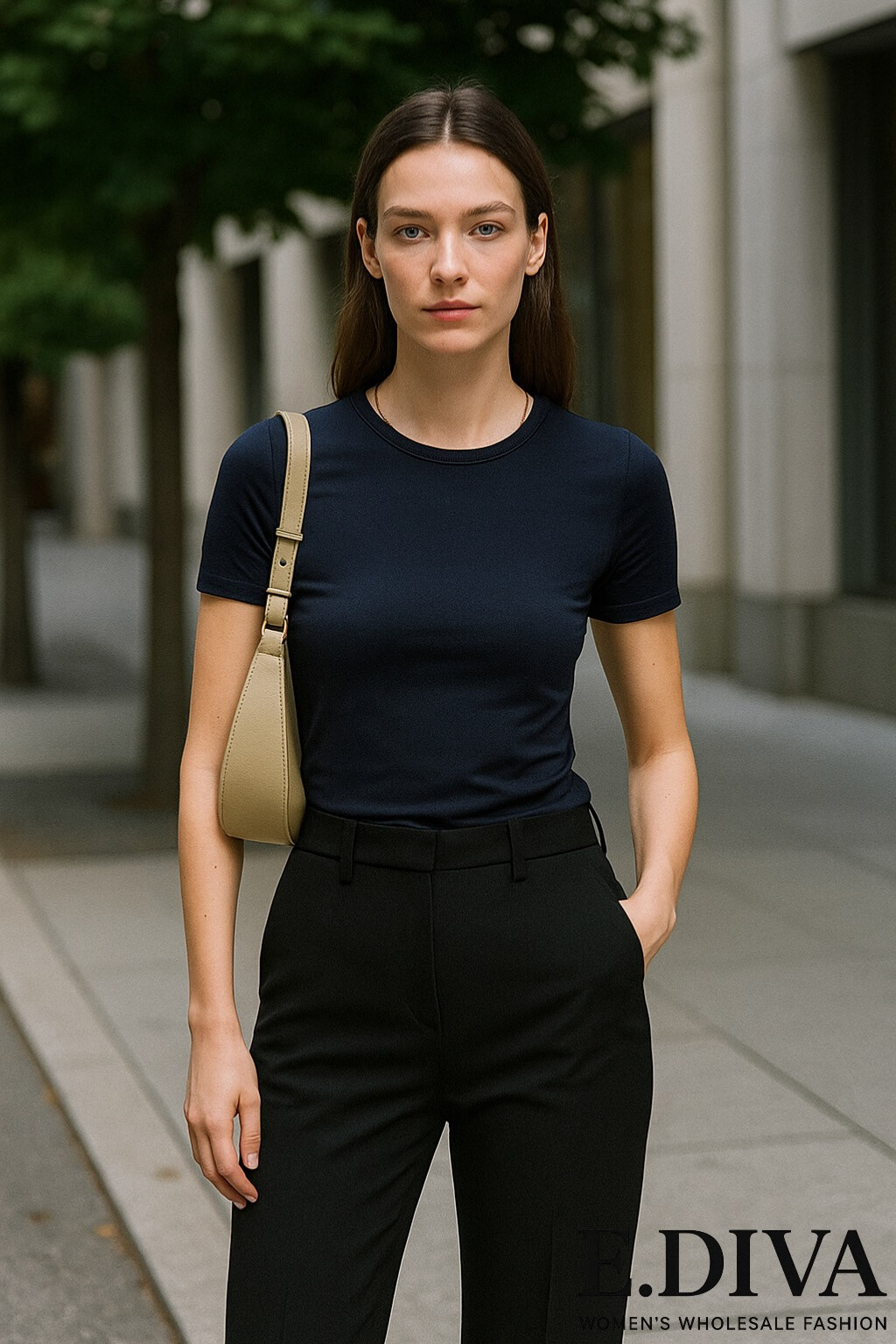 Wholesaler E.DIVA - Basic summer cotton T-shirt top