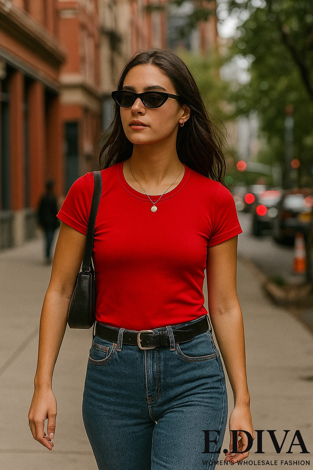 Wholesaler E.DIVA - Short-sleeved cotton summer top with round neck