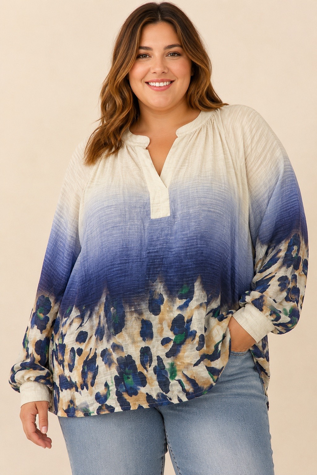 Mayorista E&F - BLUSA CAPUCINE TIE-DYE ESTAMPADO LEOPARDO