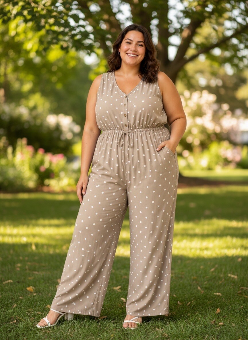 Großhändler E&F - Punktmuster-Jumpsuit