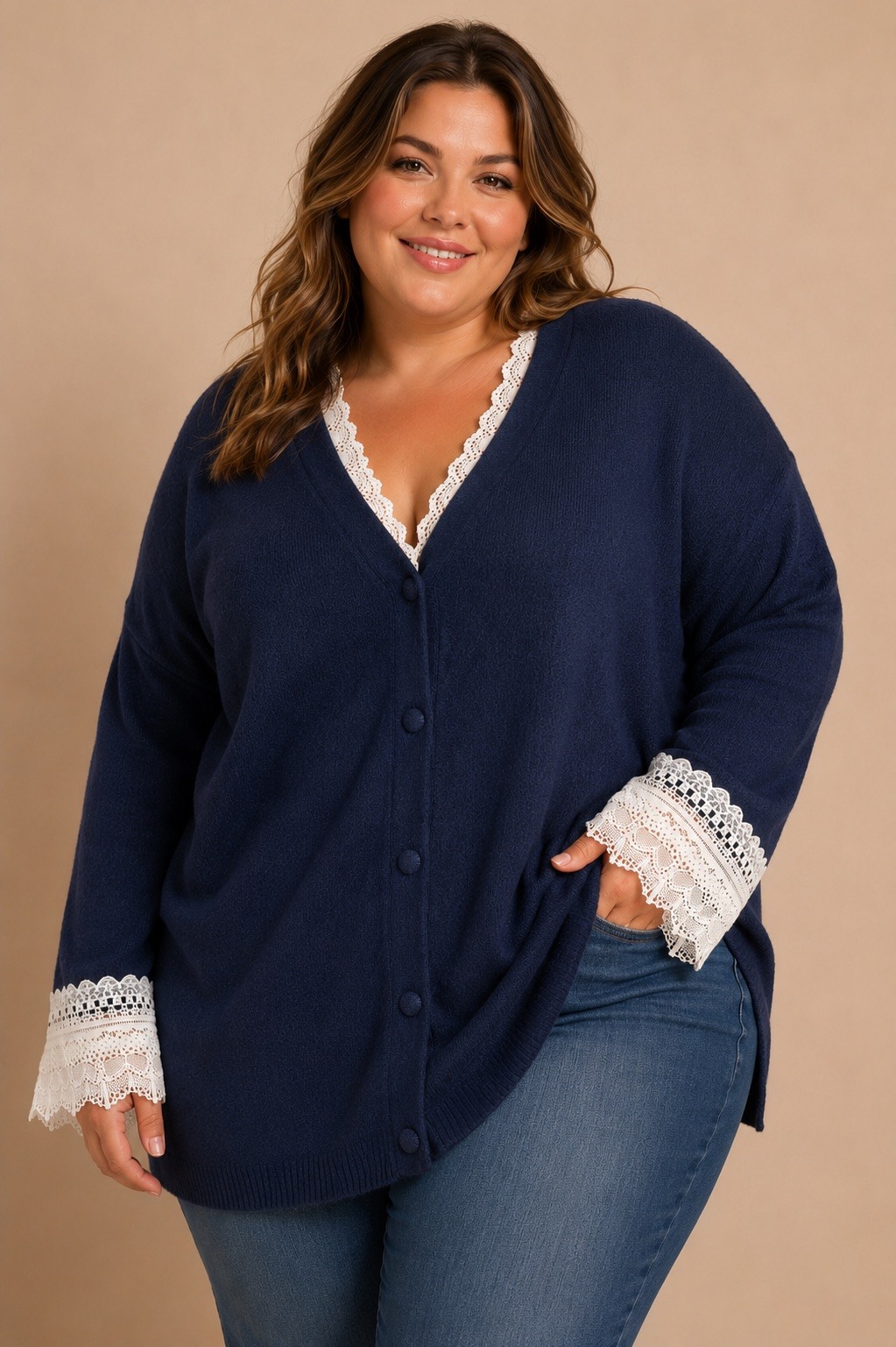 Grossista E&F - Cardigan Maglia con Pizzo