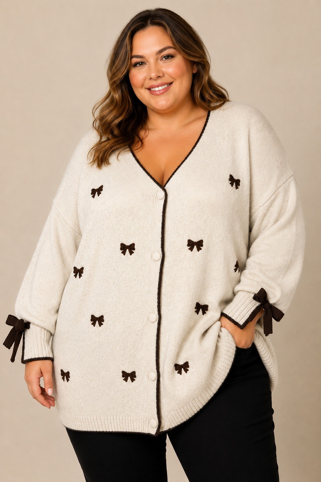 Wholesaler E&F - CECILIA CARDIGAN WITH EMBROIDERED BOW