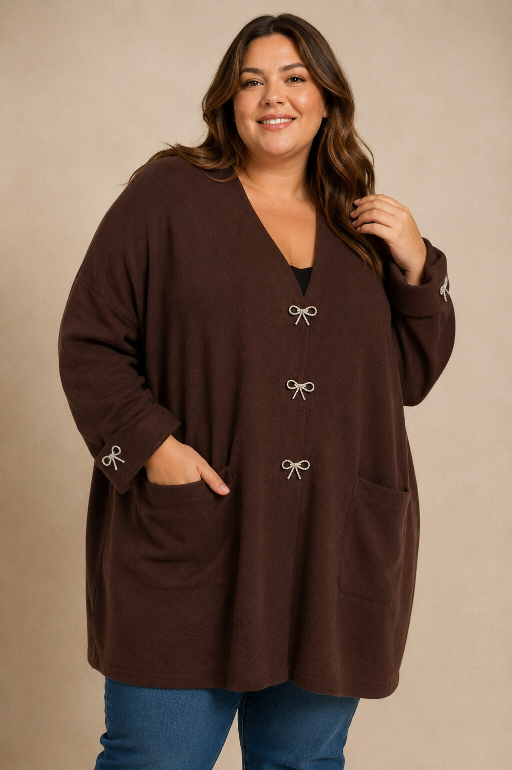 Wholesaler E&F - JOELLE CARDIGAN WITH BOW-SHAPED PLEATS