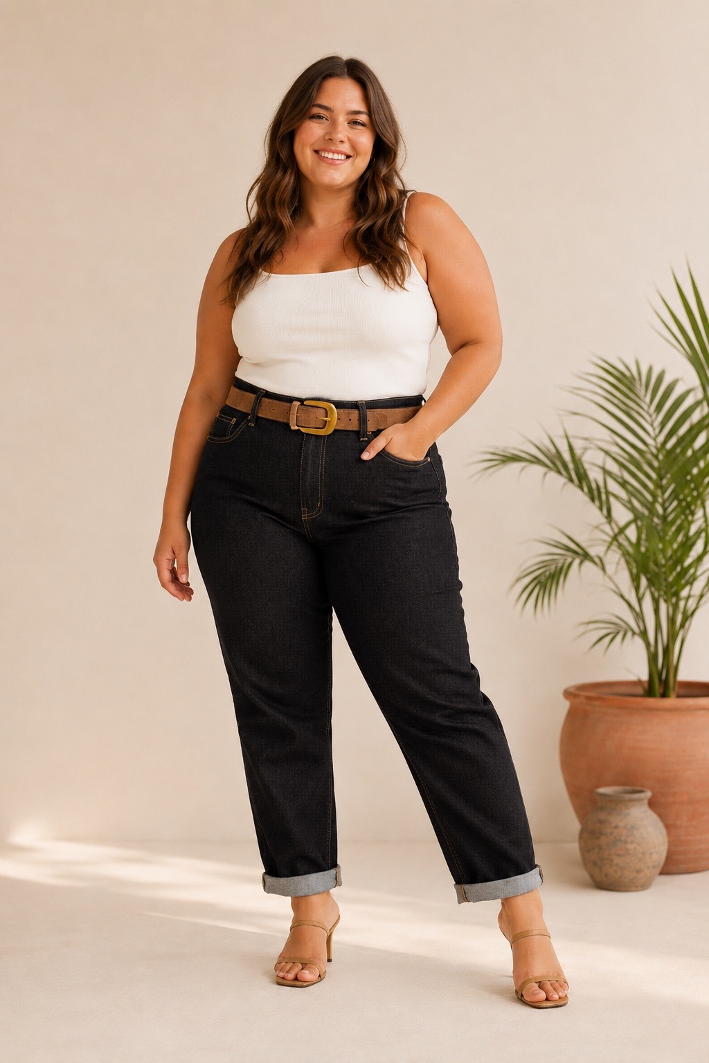 Wholesaler E&F - MOM FIT JEANS WITH A BELT