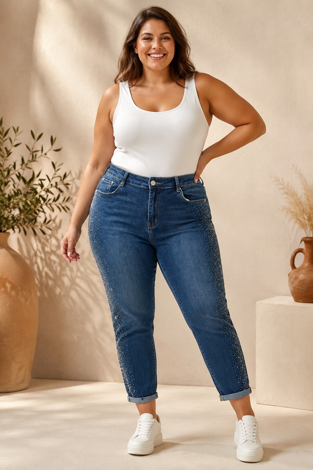 Mayorista E&F - JEANS MOM FIT CON RAYA LATERAL