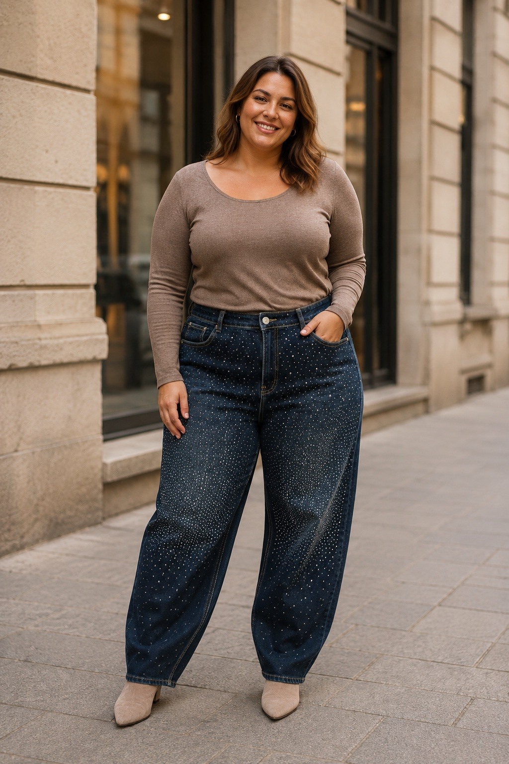 Grossista E&F - Jeans Baggy con Strass