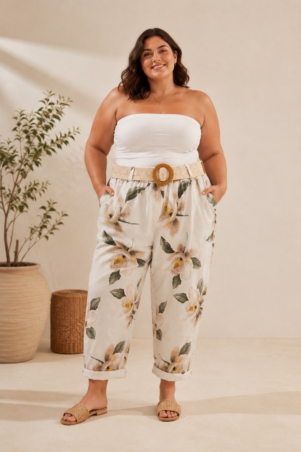 Wholesaler E&F - PRINTED TROUSERS WITH BELT