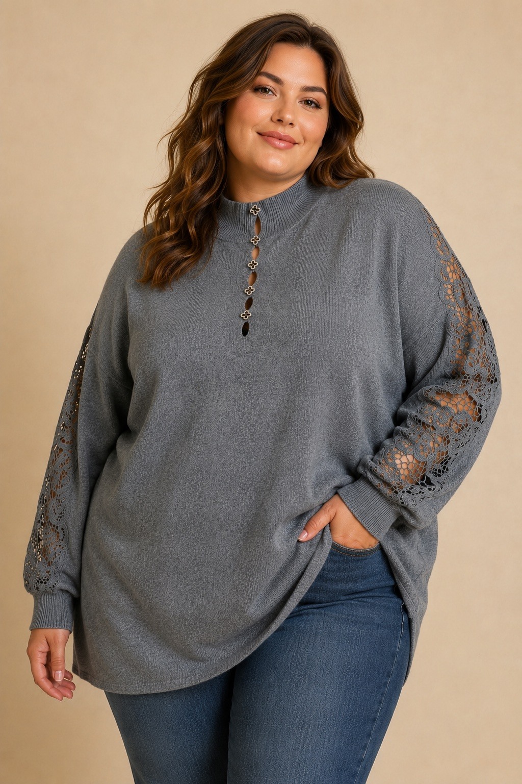Grossiste E&F - PULL JUSTINE EN POLYAMIDE COL MONTANT