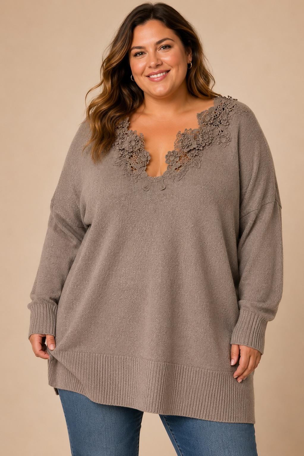 Wholesaler E&F - Lace Collar Sweater