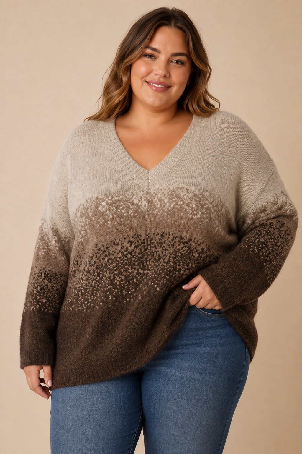 Wholesaler E&F - V-NECK SWEATER, OMBRÉ