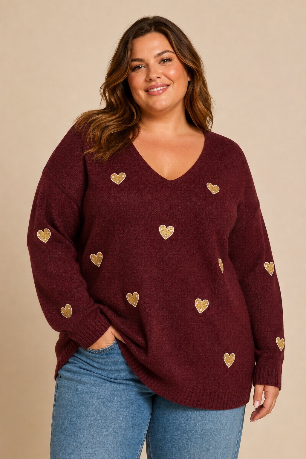 Wholesaler E&F - HELENE SWEATER WITH EMBROIDERED HEARTS