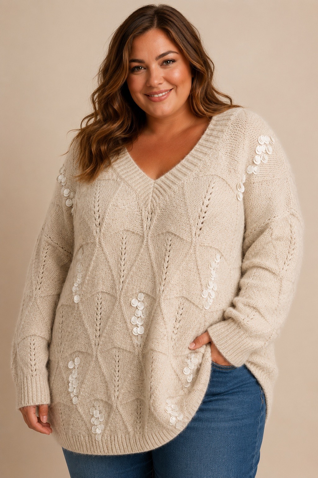 Wholesaler E&F - WOOL SWEATER WITH SEQUINS