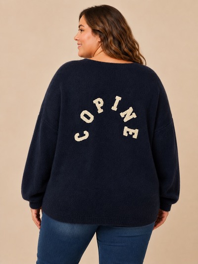 Grossiste E&F - PULL UNI DEVANT ET ECRIT COPINE AU DOS Grossiste E&F - PULL UNI DEVANT ET ECRIT COPINE AU DOS