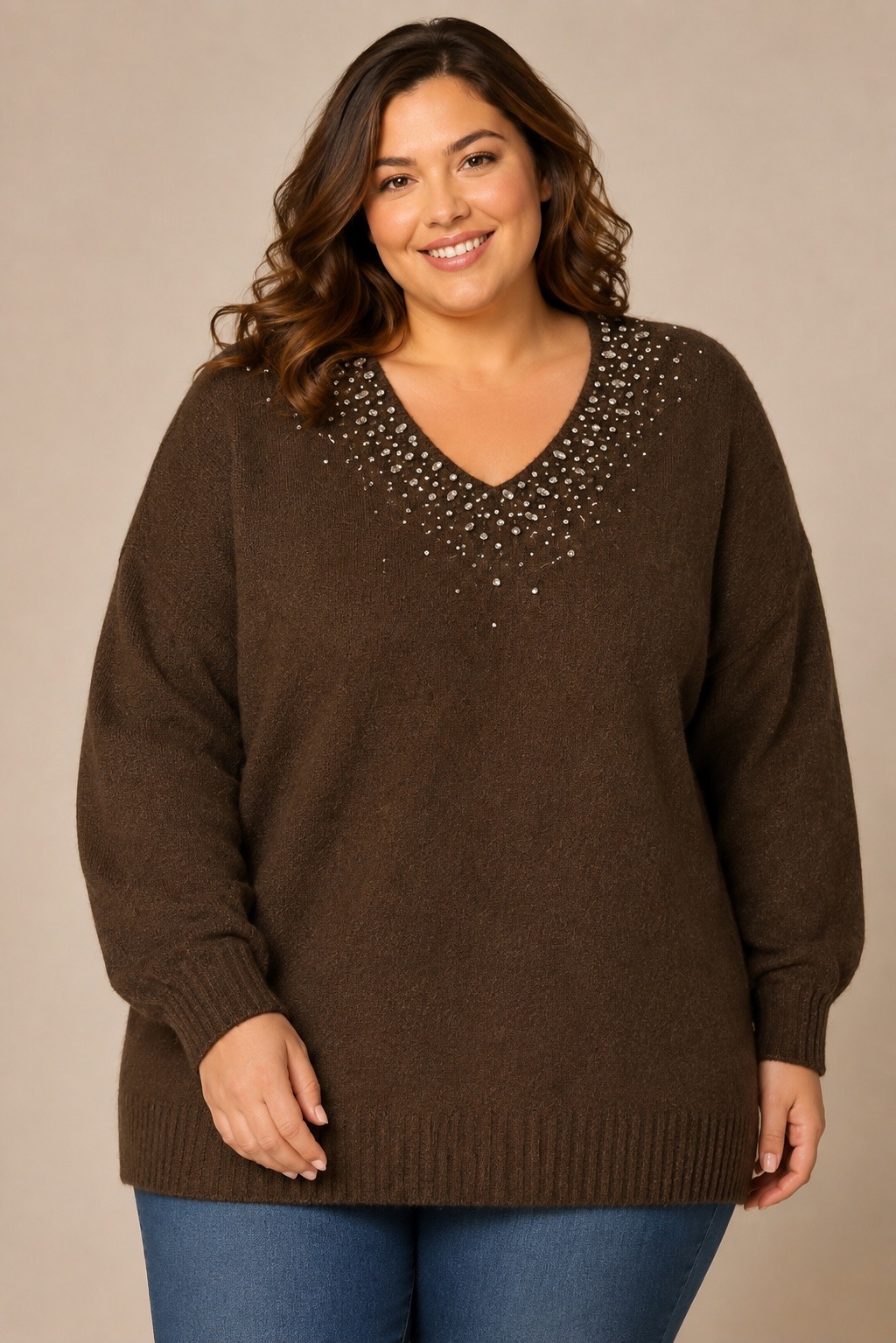 Grossiste E&F - PULL ROXANNE TOUT LE COL EN FAUX DIAMANT