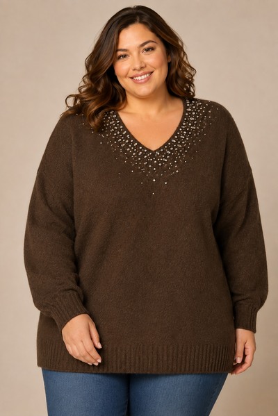 Grossista E&F - MAGLIONE ROXANNE CON COLLETTO COMPLETO IN FALSI DIAMANTI Grossista E&F - MAGLIONE ROXANNE CON COLLETTO COMPLETO IN FALSI DIAMANTI