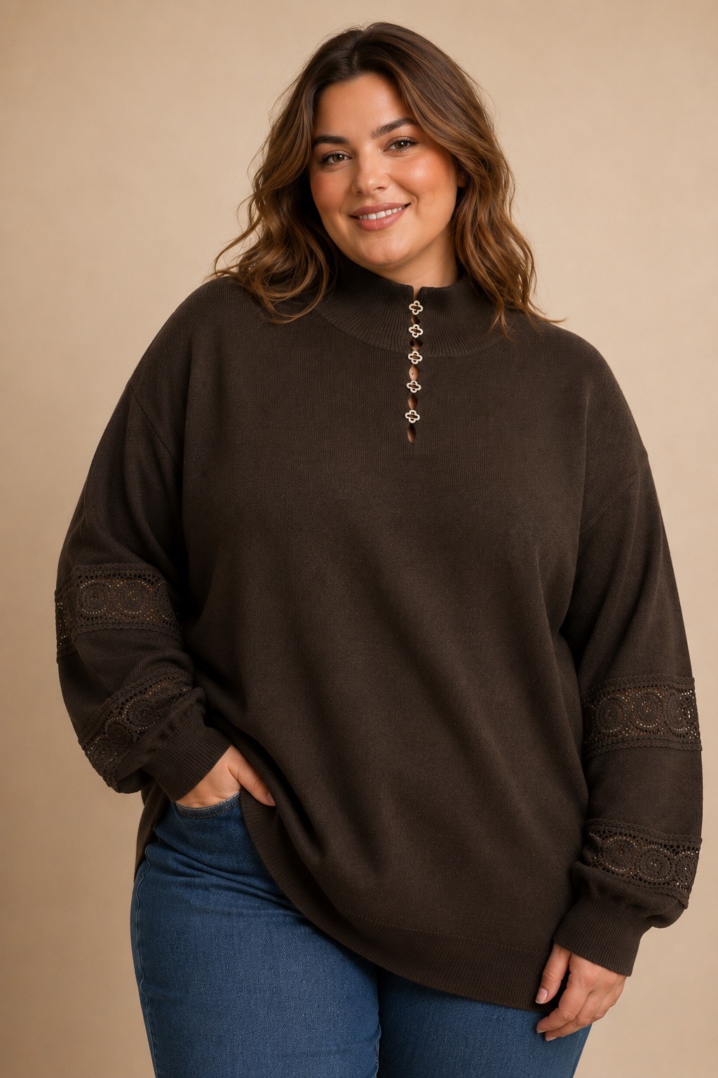 Grossiste E&F - PULL CHRISTINE COL MONTANT