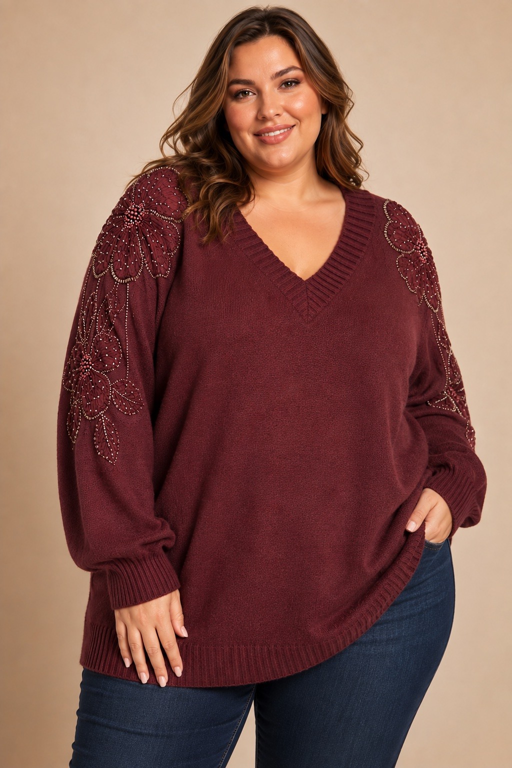 Grossiste E&F - PULL FLEURI ELEGANT