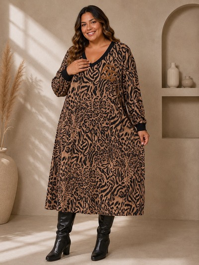 Grossiste E&F - ROBE EN IMPRIMER LEOPARD Grossiste E&F - ROBE EN IMPRIMER LEOPARD