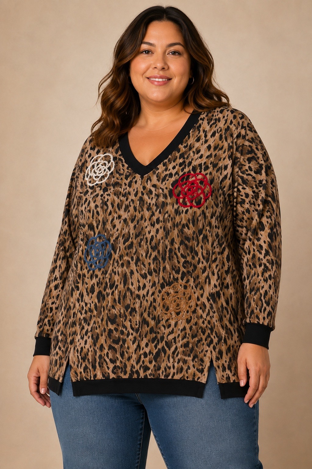 Grossista E&F - TOP IN COTONE STAMPA LEOPARDO