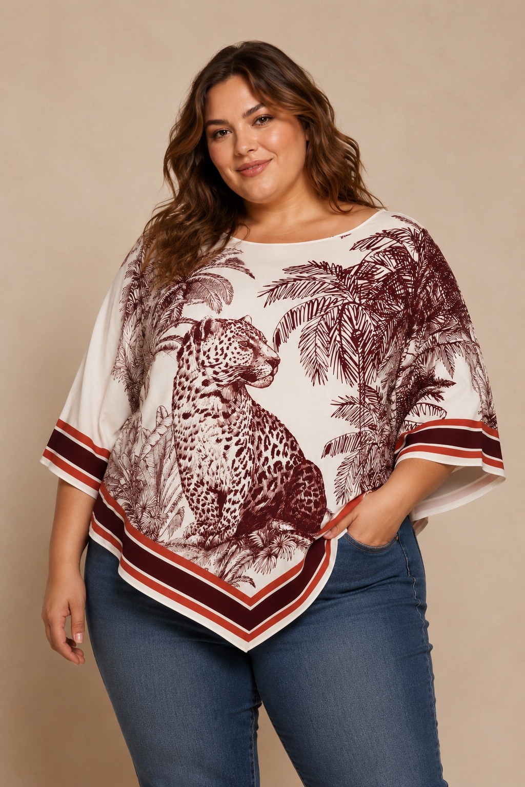 Wholesaler E&F - PRINTED PONCHO TOP