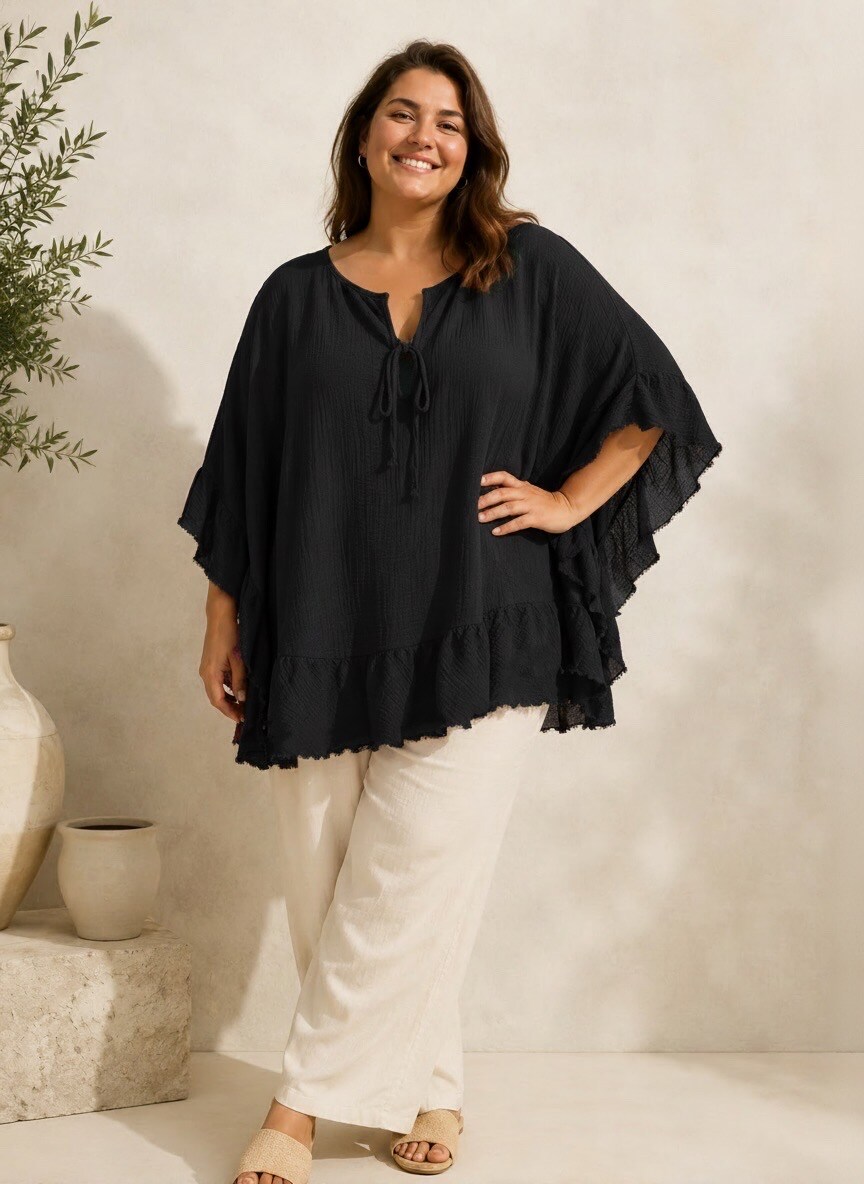 Mayorista E&F - Poncho Liso de Gasa de Algodón