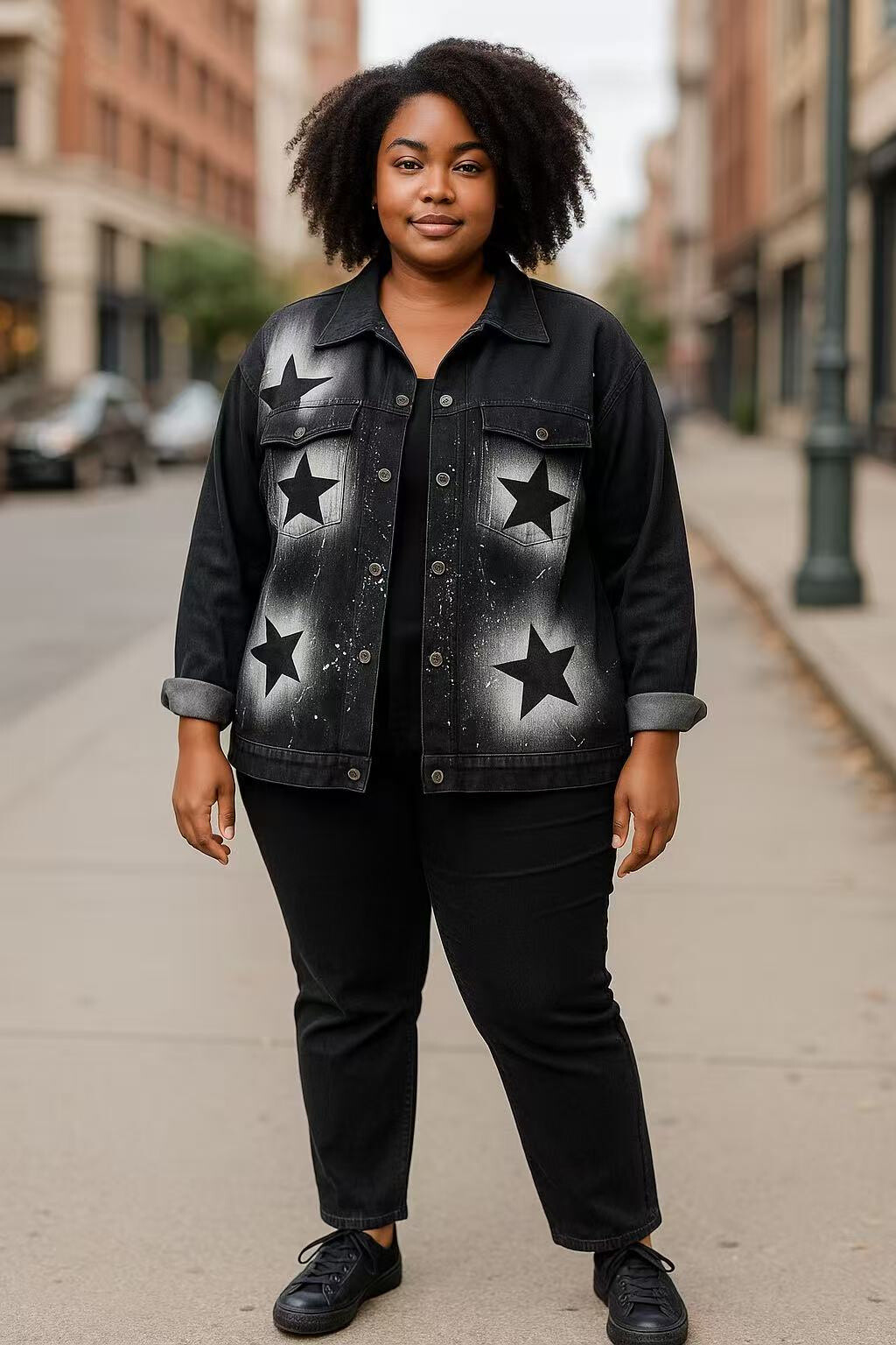 Grossiste E&F - VESTE EN JEANS AVEC MOTIF ETOILE