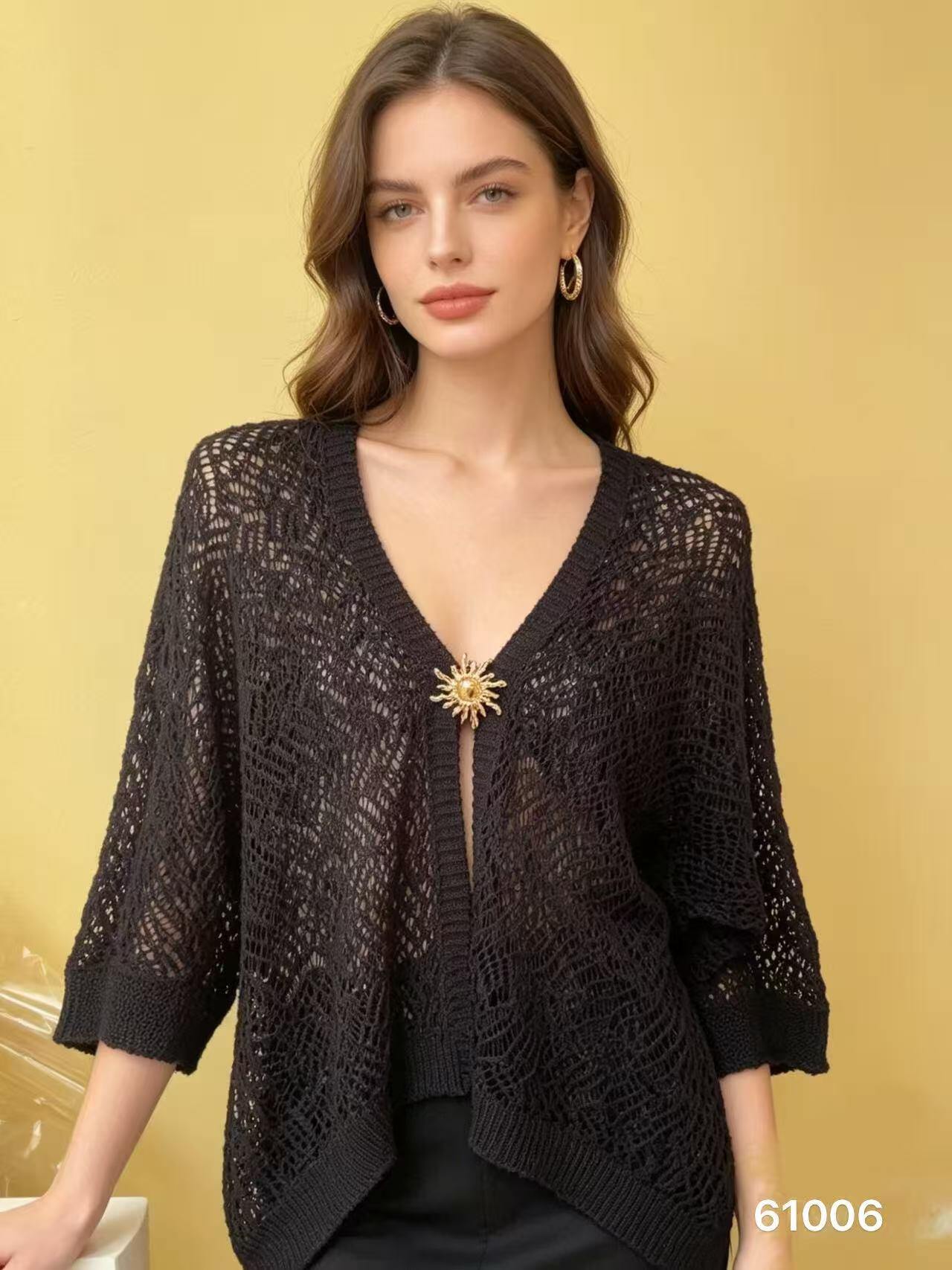 Wholesaler EMAGLIFICIO - CARDIGAN in openwork knit, Wing Sleeves, Summer Shrug