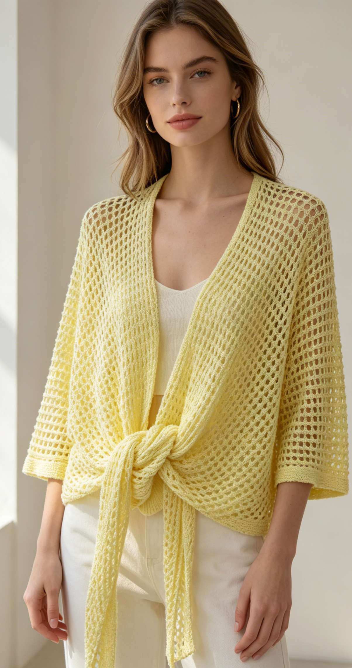 Wholesaler E-MAGLIFICIO - WOMEN'S KNIT CARDIGAN WITH THREE-QUARTER SLEEVES OPEN FRONT