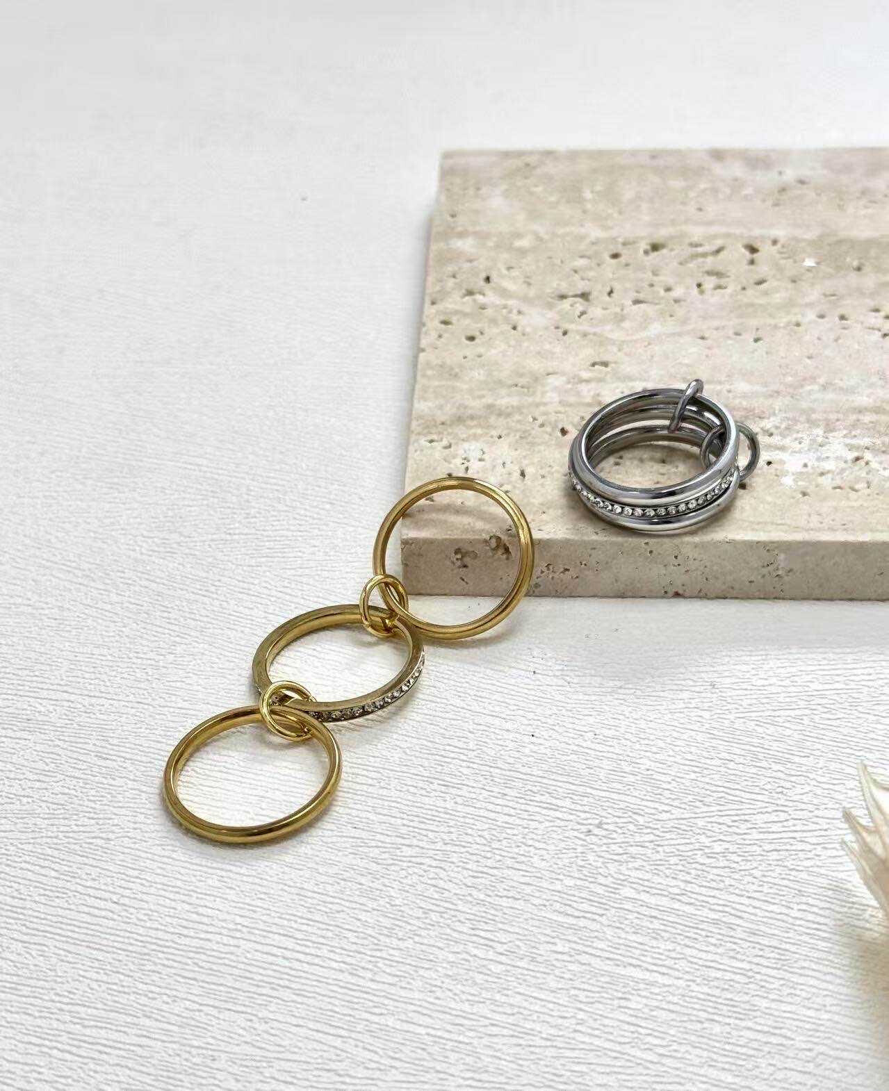 Grossiste Eclador Bijoux - Bague en acier Inoxydable en triple anneaux