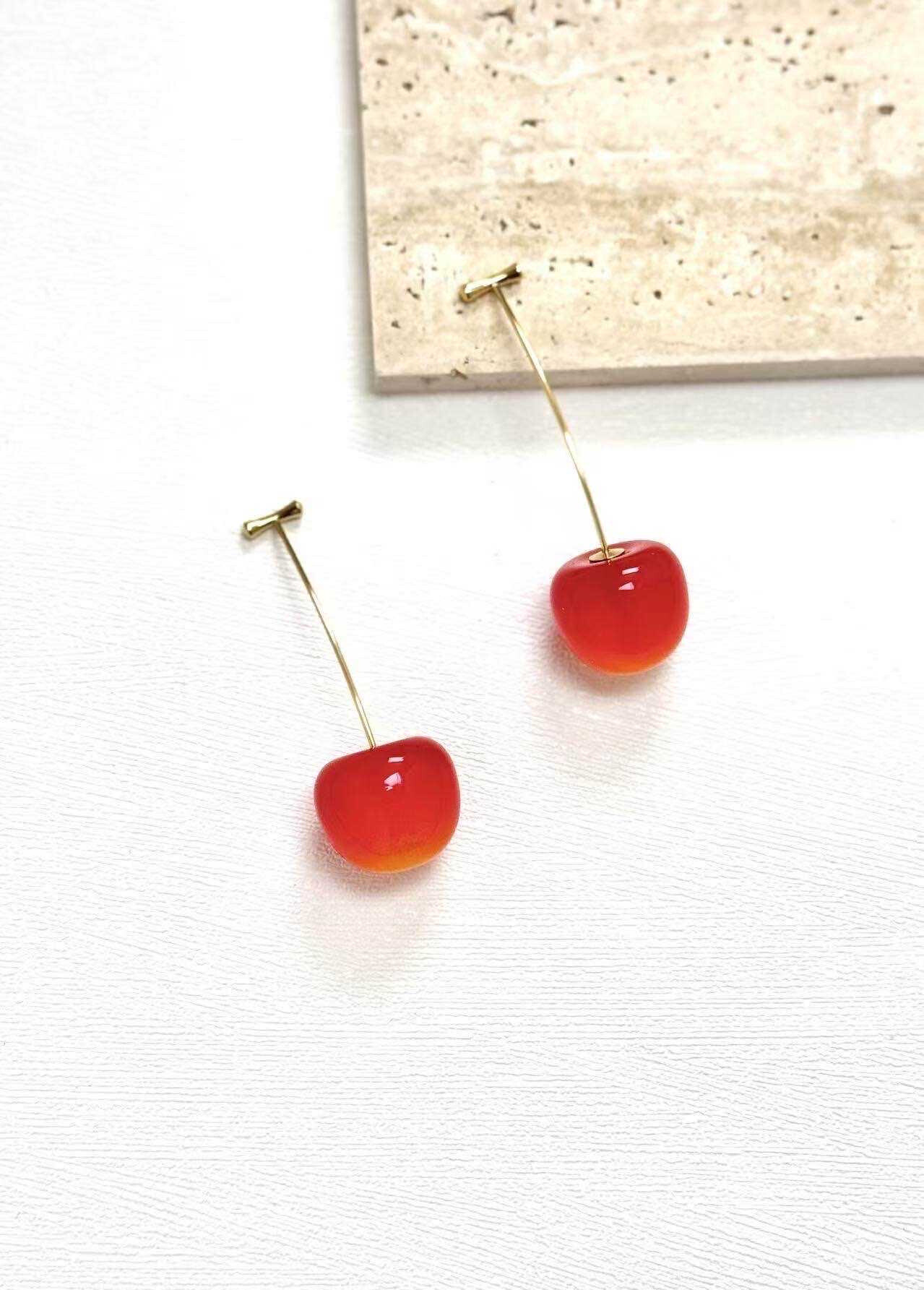Grossiste Eclador Bijoux - Boucles d’oreilles en acier Inoxydable cerise