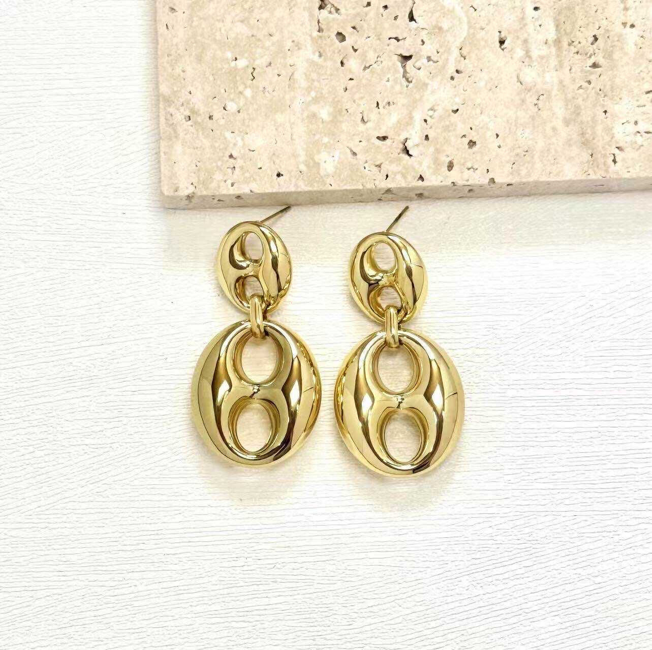 Grossiste Eclador Bijoux - Boucles d’oreilles en acier Inoxydable en forme de grain de café