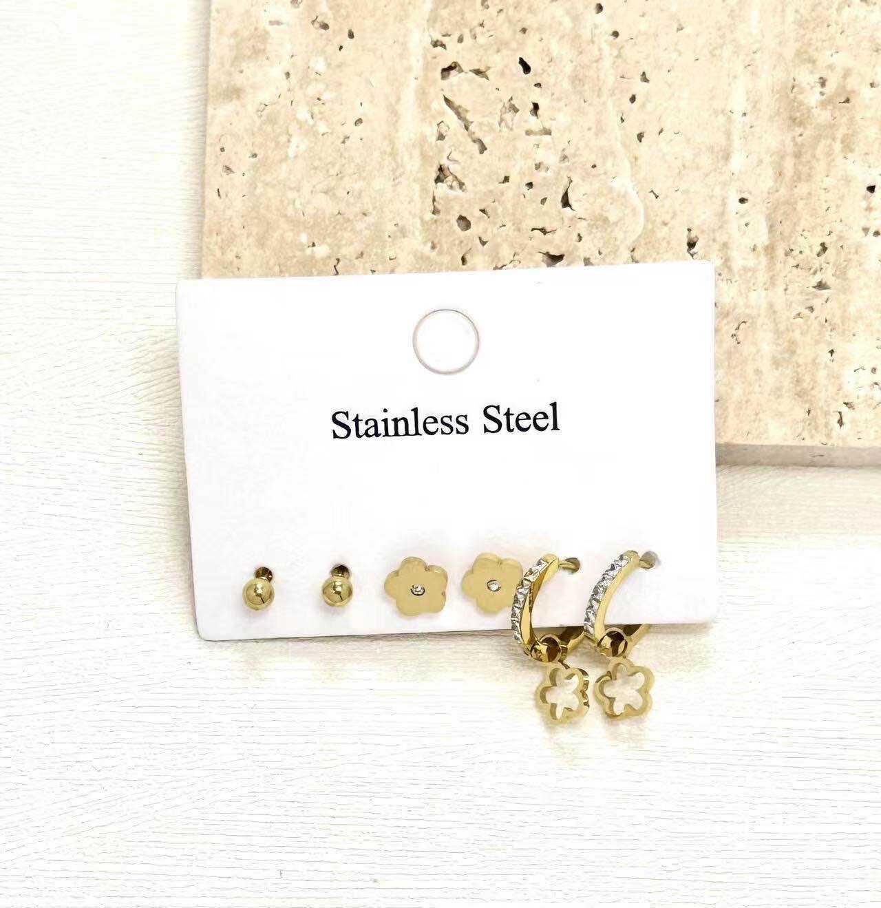 Grossiste Eclador Bijoux - Lot de 3 boucles d’oreilles en acier Inoxydable