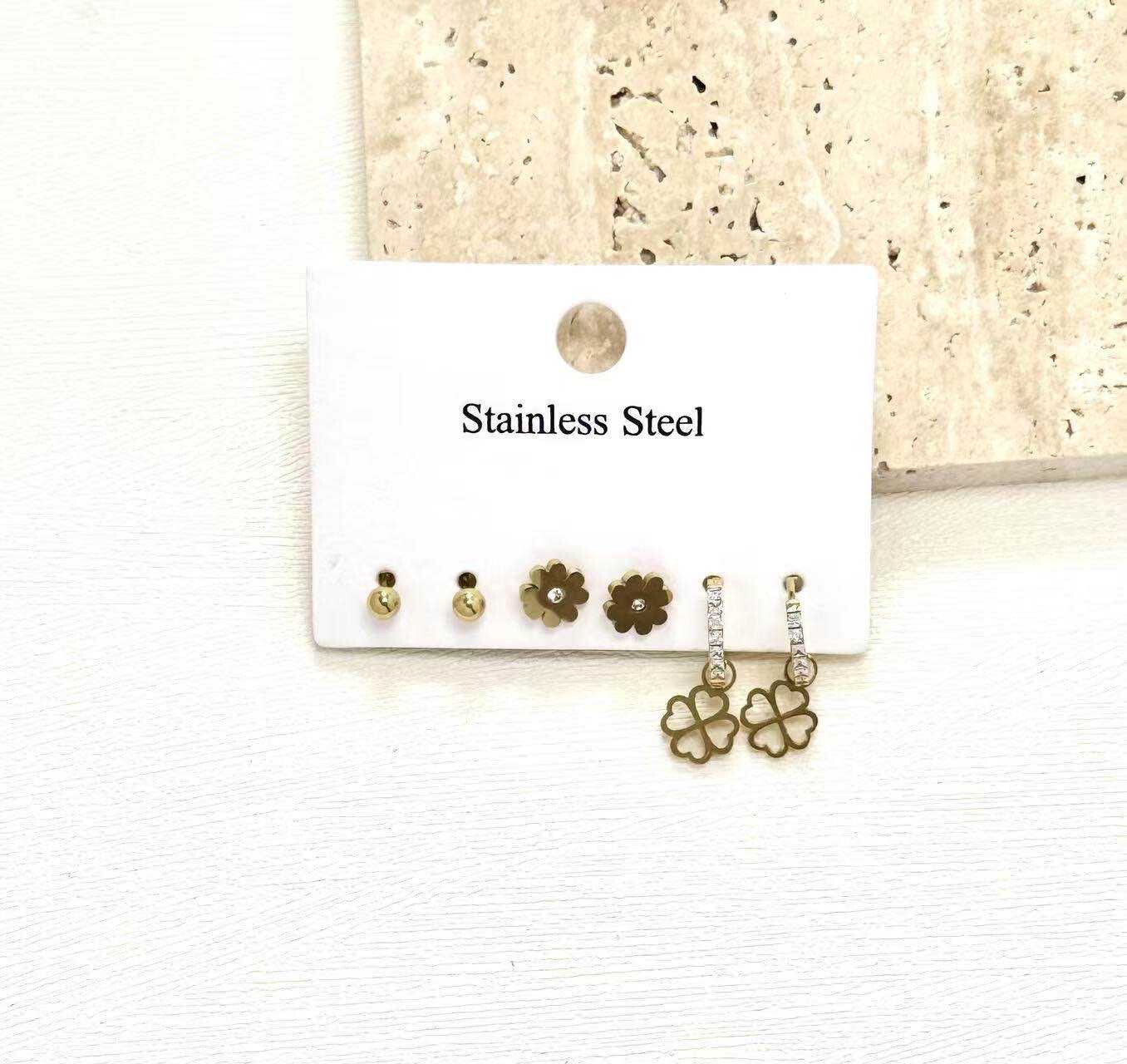 Grossiste Eclador Bijoux - Lot de 3 boucles d’oreilles en acier Inoxydable