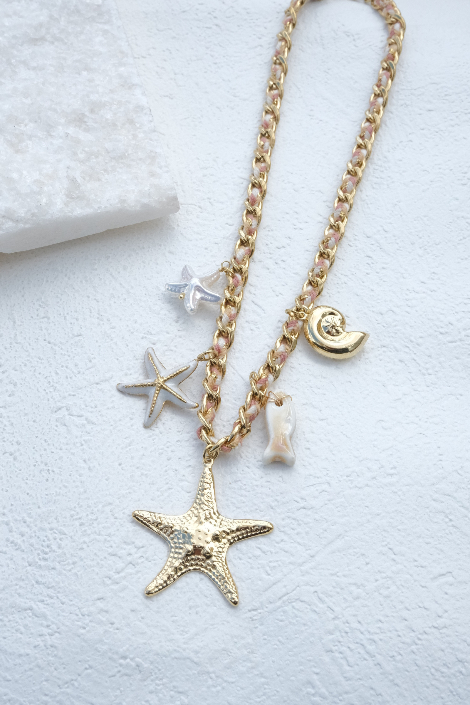 Grossiste Eclador Bijoux - Collier en acier Inoxydable  avec des motifs thème mer.
