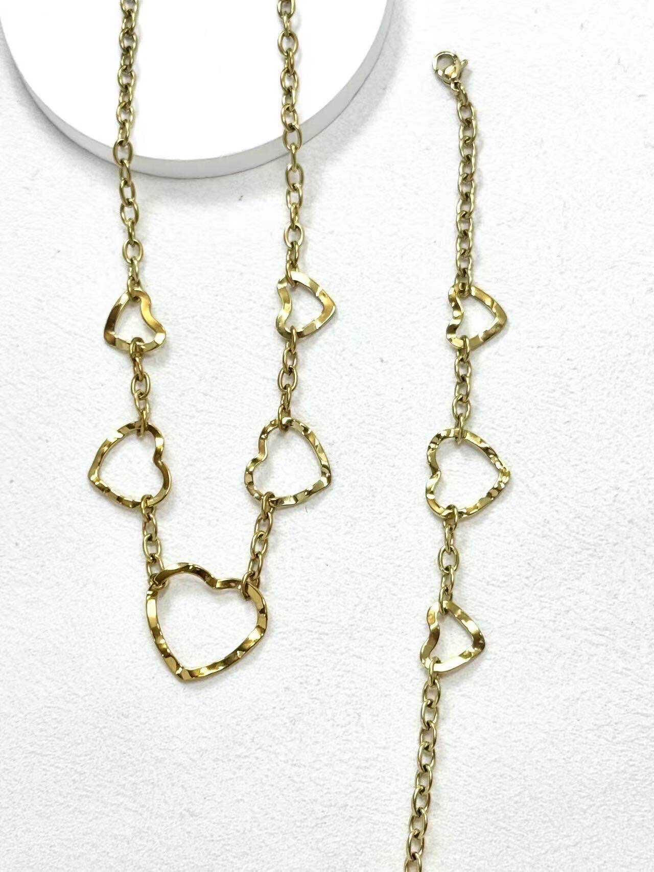 Grossiste Eclador Bijoux - Ensemble parure femme en acier inoxydable avec cœurs