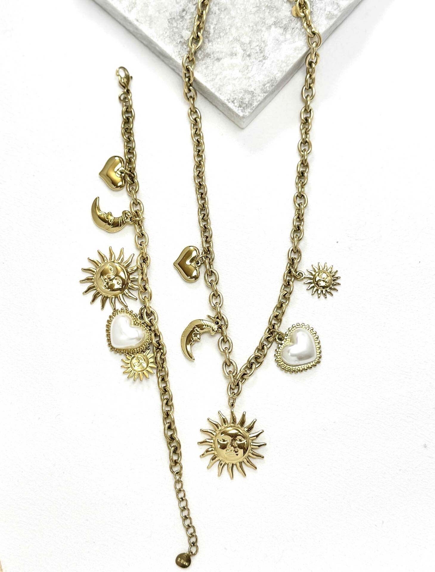 Grossiste Eclador Bijoux - Ensemble en acier Inoxydable avec des breloques.