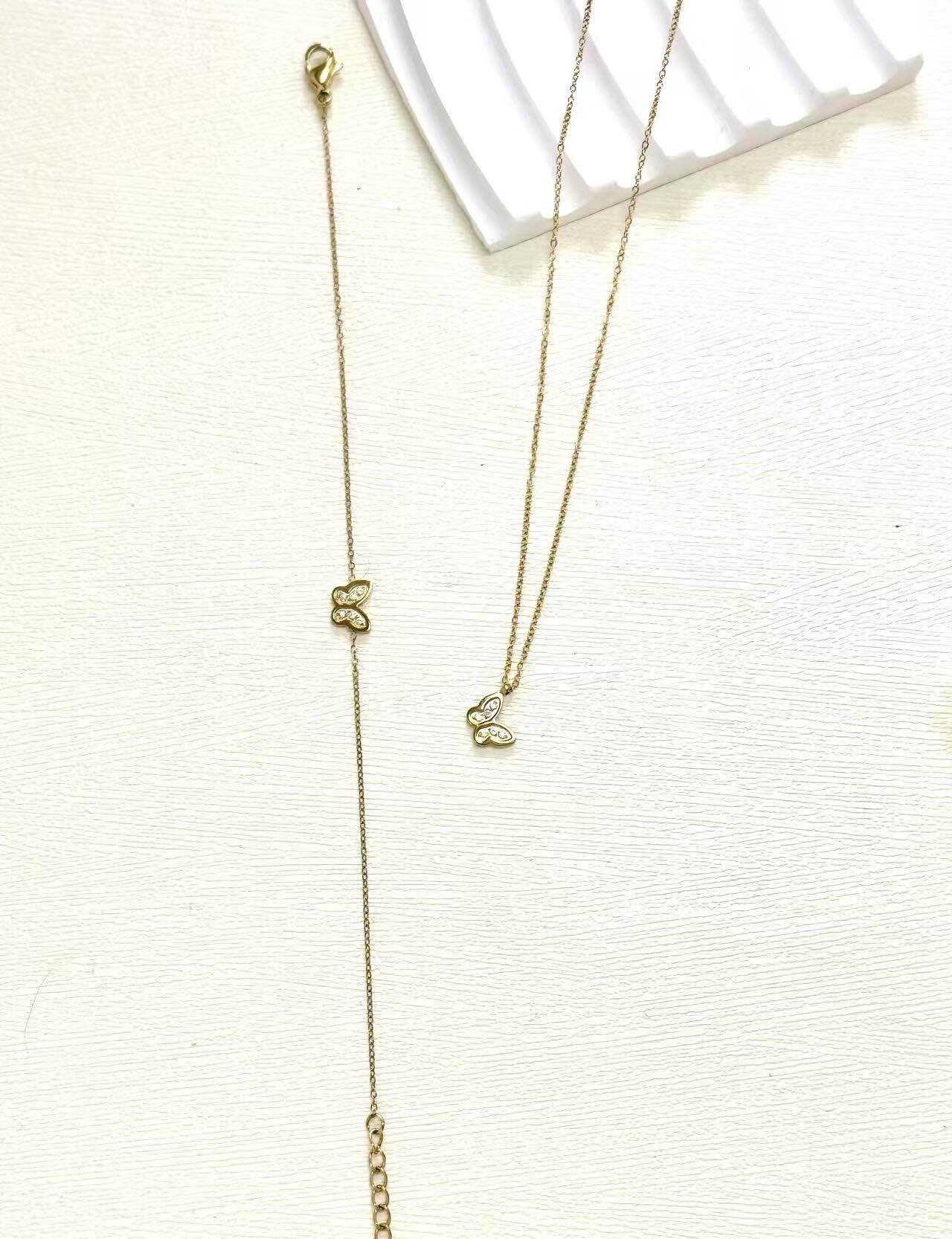 Grossiste Eclador Bijoux - Ensemble parure femme en acier inoxydable avec papillon en pendentif