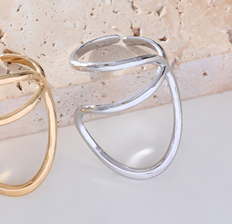 Grossiste Eclat Paris - Bague argentée large ligne ajustable