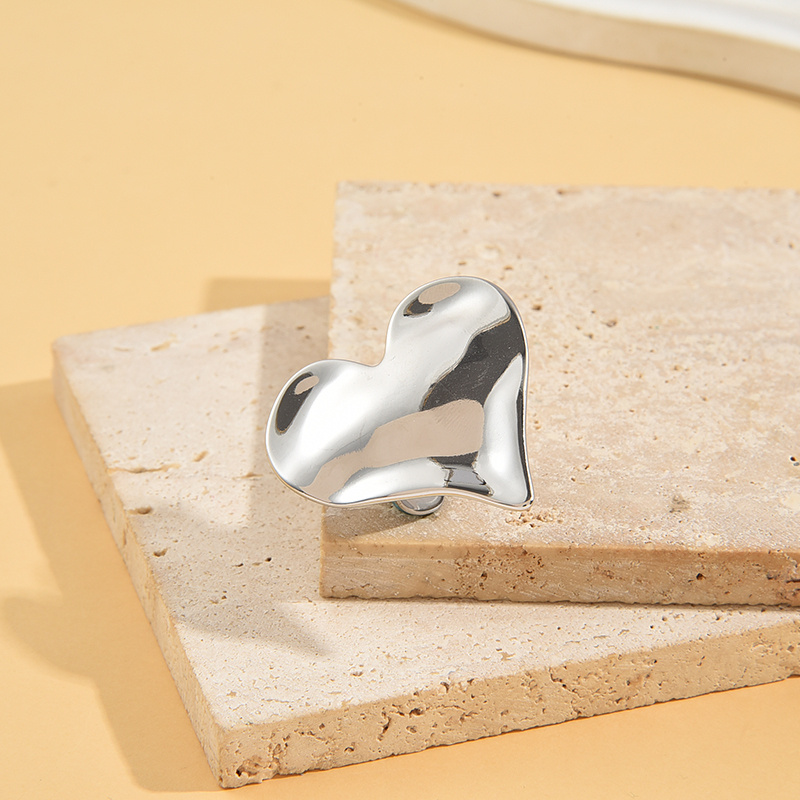 Wholesaler Eclat Paris - Adjustable Shiny Heart Plate Silver Ring